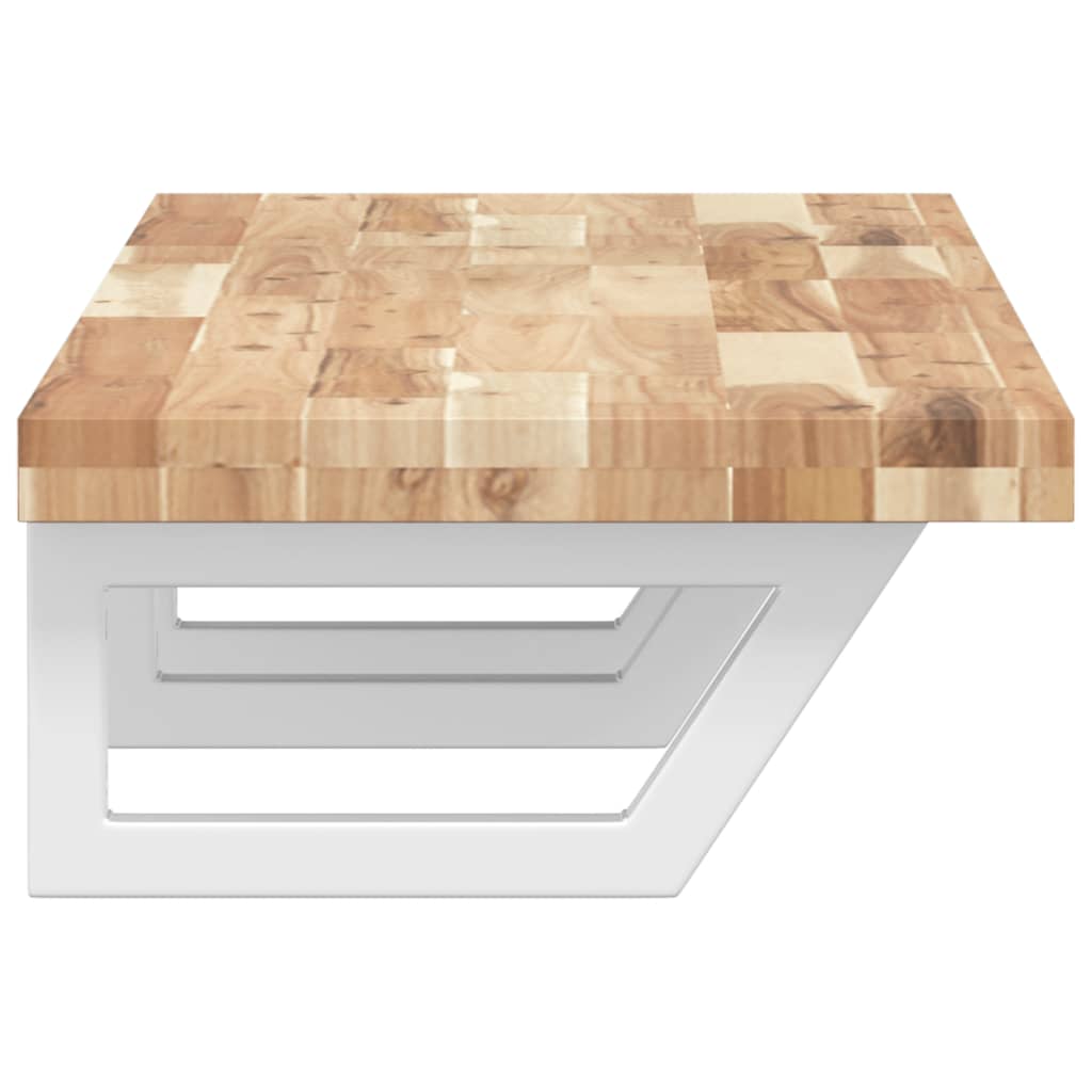 Ripiano a Parete per Lavabo-Mensole a Muro in Acciaio e Massello di Acacia 517626