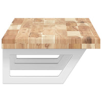 Ripiano a Parete per Lavabo-Mensole a Muro in Acciaio e Massello di Acacia 517626