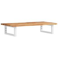 Ripiano a Parete per Lavabo-Mensole a Muro in Acciaio e Massello di Acacia 764481