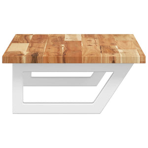 Ripiano a Parete per Lavabo in Acciaio e Massello di Acacia 3302722