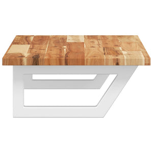 Ripiano a Parete per Lavabo in Acciaio e Massello di Acacia 3302723