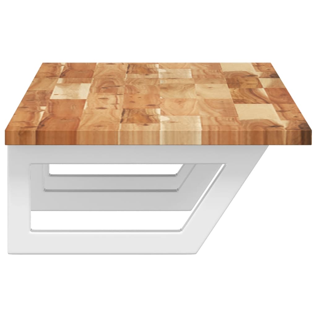 Ripiano a Parete per Lavabo-Mensole a Muro in Acciaio e Massello di Acacia 656122