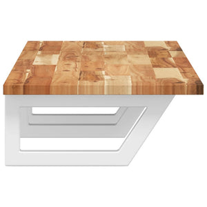 Ripiano a Parete per Lavabo-Mensole a Muro in Acciaio e Massello di Acacia 656122