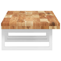 Ripiano a Parete per Lavabo-Mensole a Muro in Acciaio e Massello di Acacia 175868