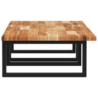 Ripiano a Parete per Lavabo-Mensole a Muro in Acciaio e Massello di Acacia 362590