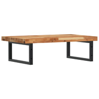 Ripiano a Parete per Lavabo-Mensole a Muro in Acciaio e Massello di Acacia 620072