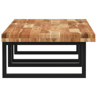 Ripiano a Parete per Lavabo-Mensole a Muro in Acciaio e Massello di Acacia 463991