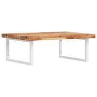 Ripiano a Parete per Lavabo in Acciaio e Massello di Acacia 3302936