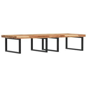 Ripiano a Parete per Lavabo in Acciaio e Massello di Acacia 3302949