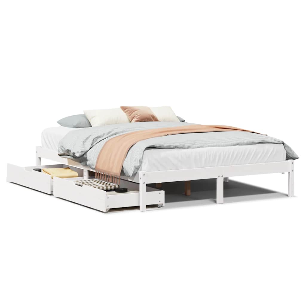 vidaXL Letto senza Materasso Bianco 160x200 cm Legno Massello di Pino