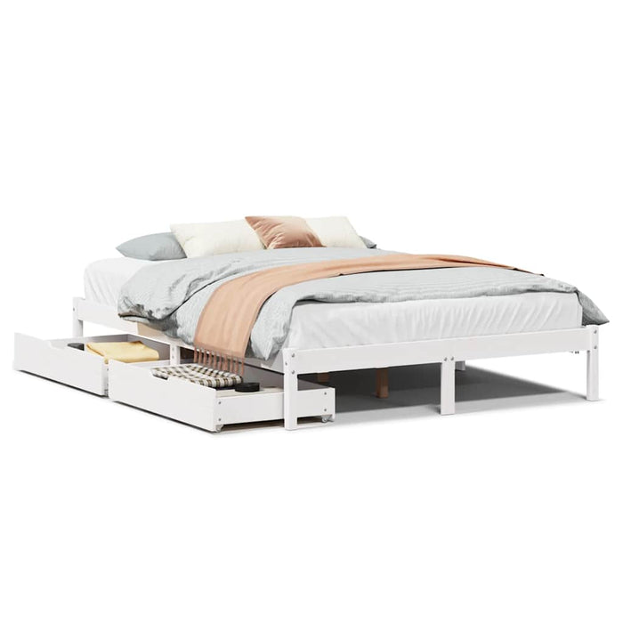 vidaXL Letto senza Materasso Bianco 160x200 cm Legno Massello di Pino