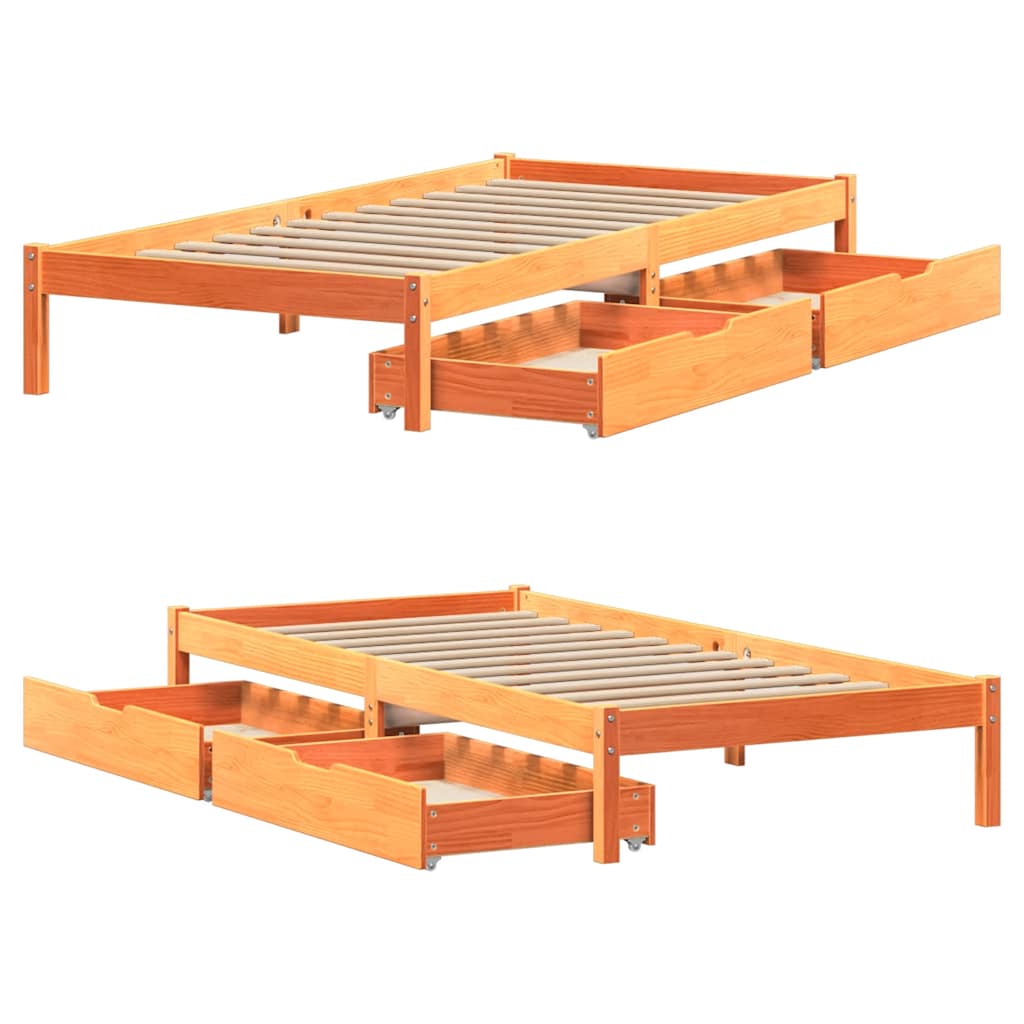 Letto senza Materasso Marrone Cera 90x200 cm Legno di Pino