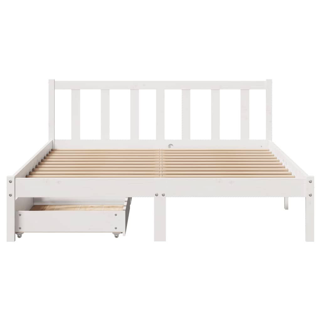 Letto senza Materasso Bianco 140x190 cm Legno Massello di Pino 3301468