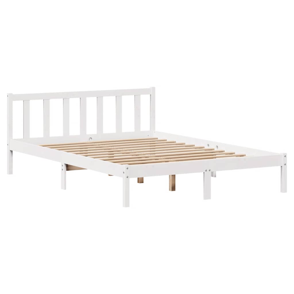 Letto senza Materasso Bianco 140x190 cm Legno Massello di Pino