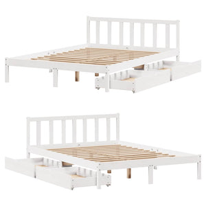 Letto senza Materasso Bianco 140x190 cm Legno Massello di Pino 3301468