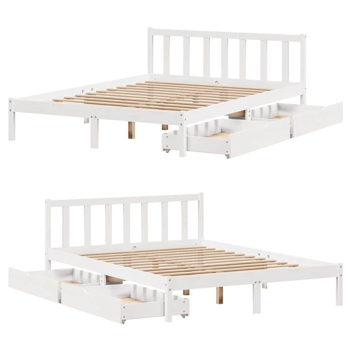 Letto senza Materasso Bianco 140x190 cm Legno Massello di Pino 3301468