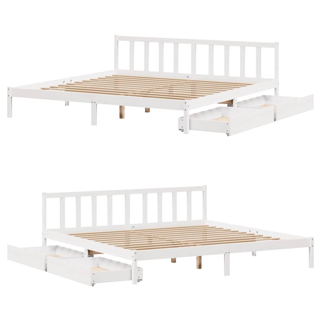Letto senza Materasso Bianco 180x200 cm Legno Massello di Pino 3301482