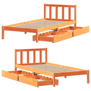 Letto senza Materasso Marrone Cera 90x200 cm Legno di Pino