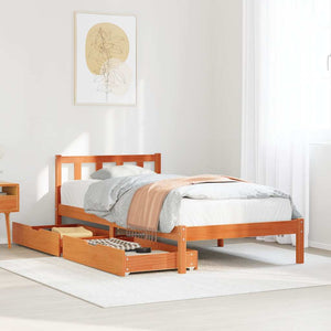 Letto senza Materasso Marrone Cera 90x200 cm Legno di Pino