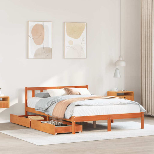 vidaXL Letto senza Materasso Marrone Cera 160x200 cm in Legno di Pino