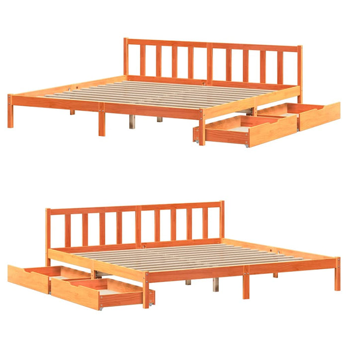 vidaXL Letto senza Materasso Marrone Cera 180x200 cm in Legno di Pino