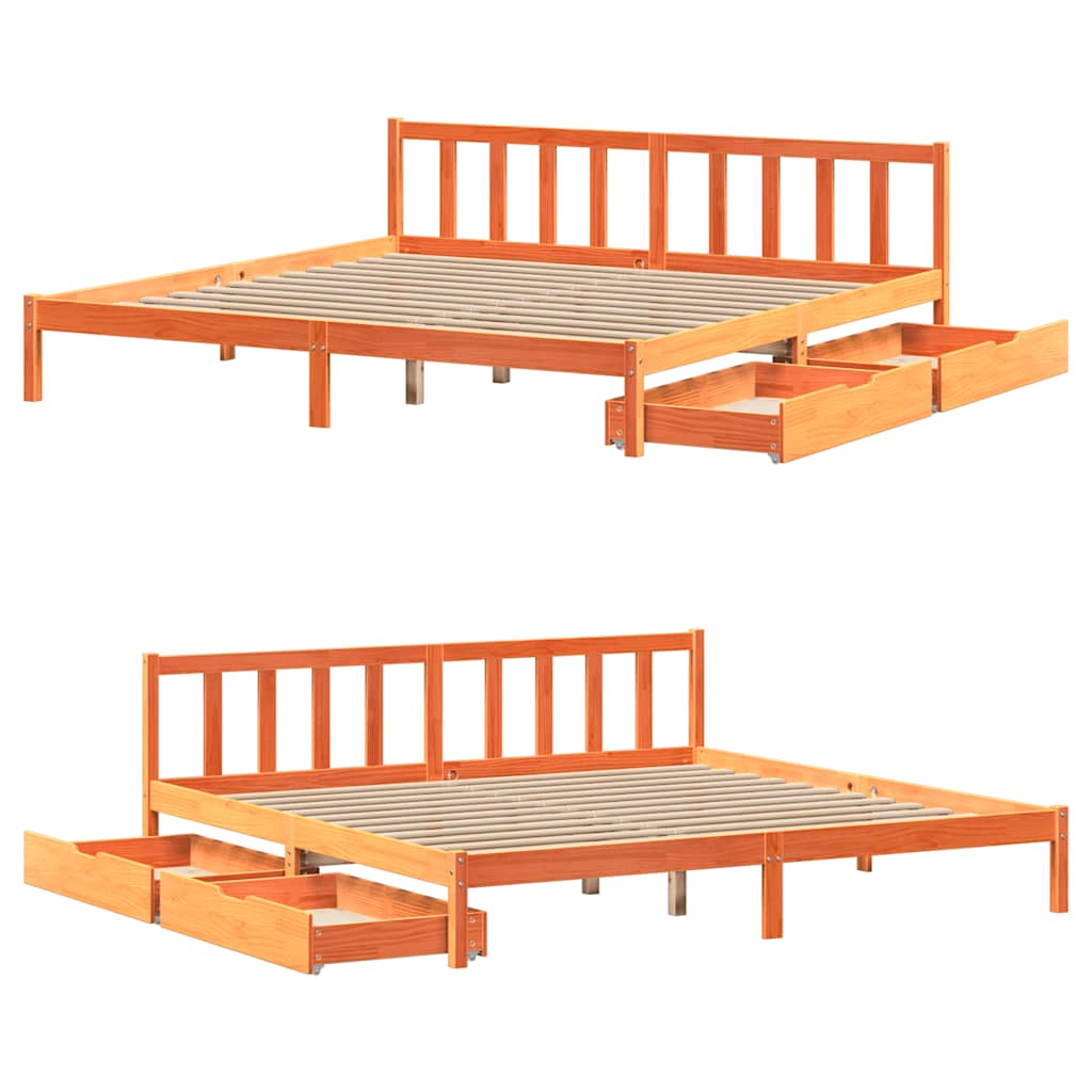 vidaXL Letto senza Materasso Marrone Cera 200x200 cm in Legno di Pino
