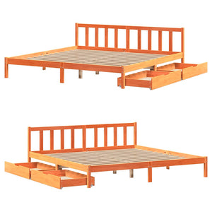 vidaXL Letto senza Materasso Marrone Cera 200x200 cm in Legno di Pino