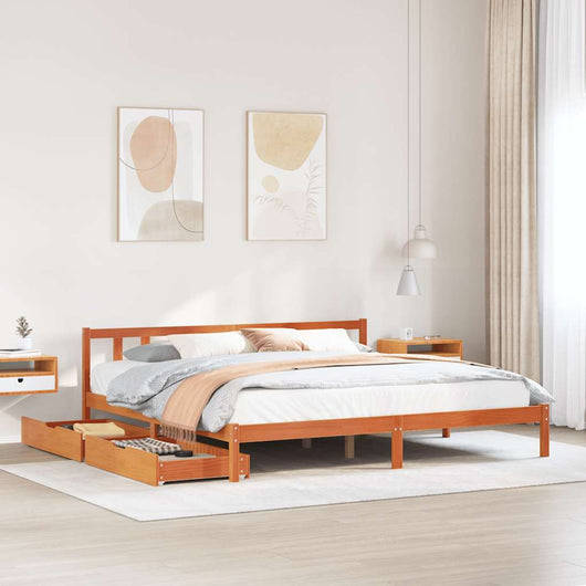 vidaXL Letto senza Materasso Marrone Cera 200x200 cm in Legno di Pino