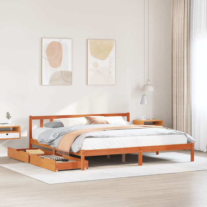 vidaXL Letto senza Materasso Marrone Cera 200x200 cm in Legno di Pino
