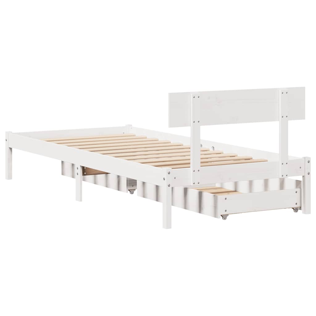 Letto senza Materasso Bianco 90x190 cm in Legno Massello Pino