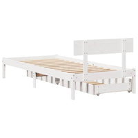 Letto senza Materasso Bianco 90x190 cm in Legno Massello Pino