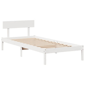 Letto senza Materasso Bianco 90x190 cm in Legno Massello Pino
