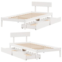 Letto senza Materasso Bianco 90x190 cm in Legno Massello Pino