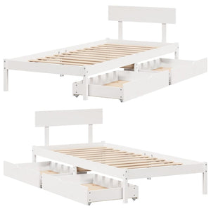 Letto senza Materasso Bianco 90x190 cm in Legno Massello Pino