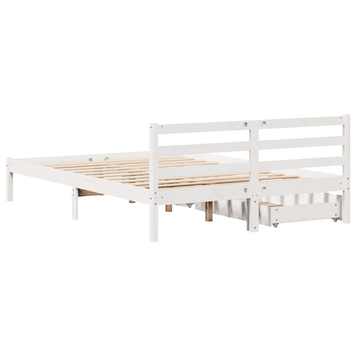 Letto senza Materasso Bianco 140x190 cm Legno Massello di Pino