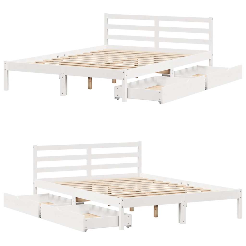 Letto senza Materasso Bianco 150x200 cm Legno Massello di Pino 3301543