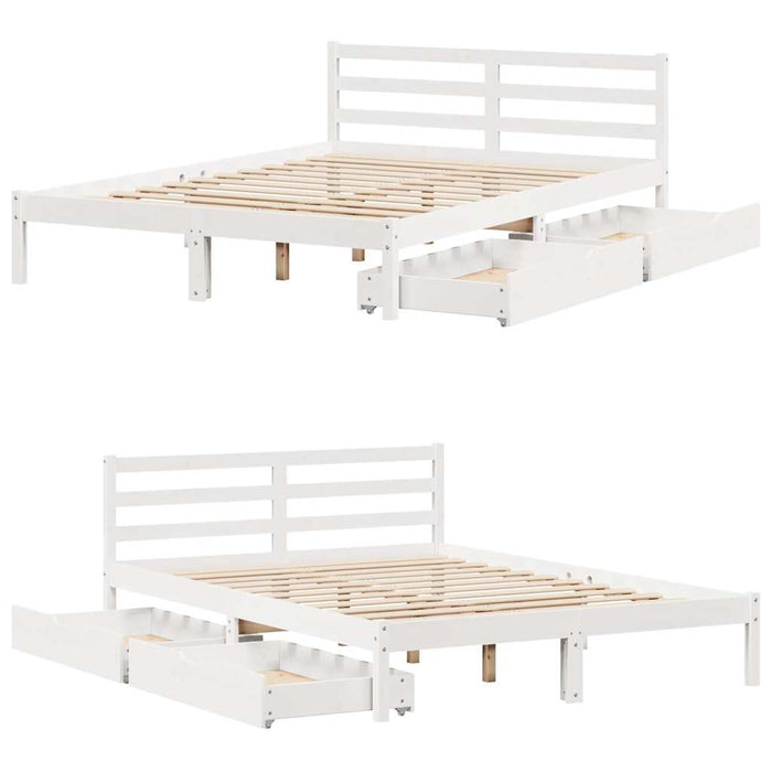 Letto senza Materasso Bianco 150x200 cm Legno Massello di Pino 3301543