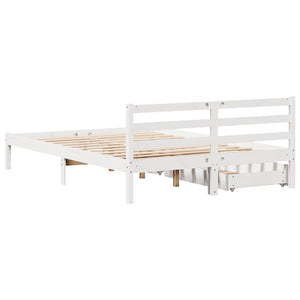 Letto senza Materasso Bianco 160x200 cm Legno Massello di Pino 3301545