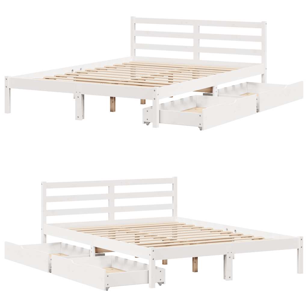 Letto senza Materasso Bianco 160x200 cm Legno Massello di Pino 3301545