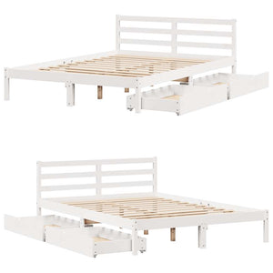 Letto senza Materasso Bianco 160x200 cm Legno Massello di Pino 3301545