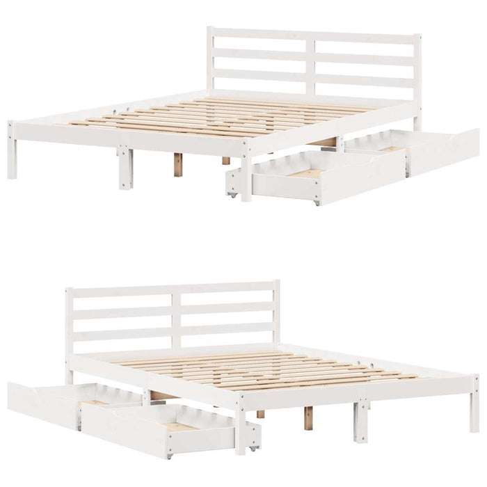 Letto senza Materasso Bianco 160x200 cm Legno Massello di Pino 3301545