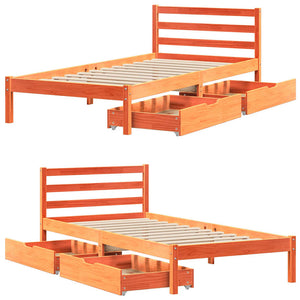 Letto senza Materasso Marrone Cera 90x200 cm Legno di Pino