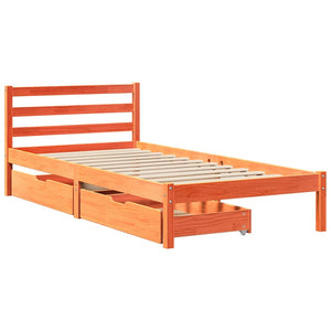 Letto senza Materasso Marrone Cera 100x200 cm in Legno di Pino
