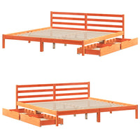 Letto senza Materasso Marrone Cera 180x200 cm in Legno di Pino