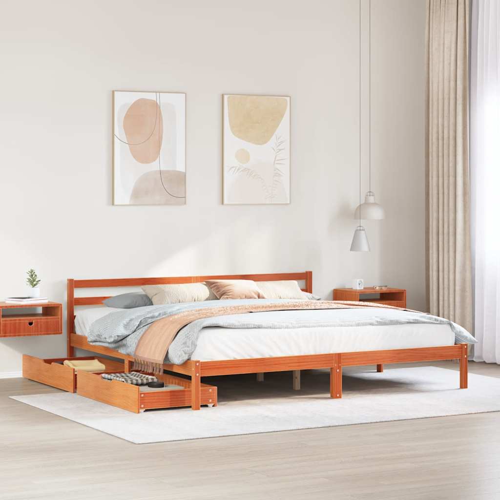 Letto senza Materasso Marrone Cera 180x200 cm in Legno di Pino 3301561