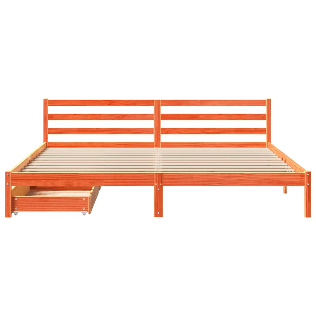 Letto senza Materasso Marrone Cera 200x200 cm in Legno di Pino