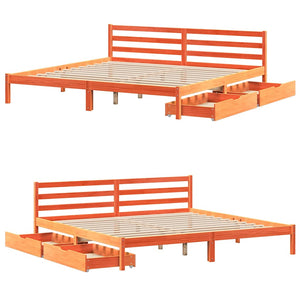 Letto senza Materasso Marrone Cera 200x200 cm in Legno di Pino 3301562