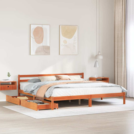Letto senza Materasso Marrone Cera 200x200 cm in Legno di Pino 3301562