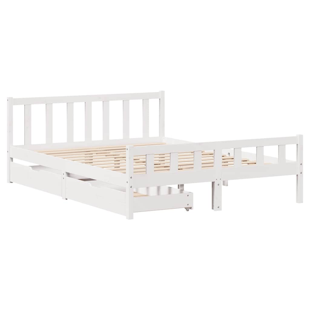 Letto senza Materasso Bianco 160x200 cm Legno Massello di Pino 3301584