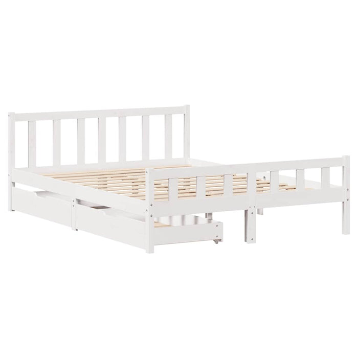 Letto senza Materasso Bianco 160x200 cm Legno Massello di Pino 3301584